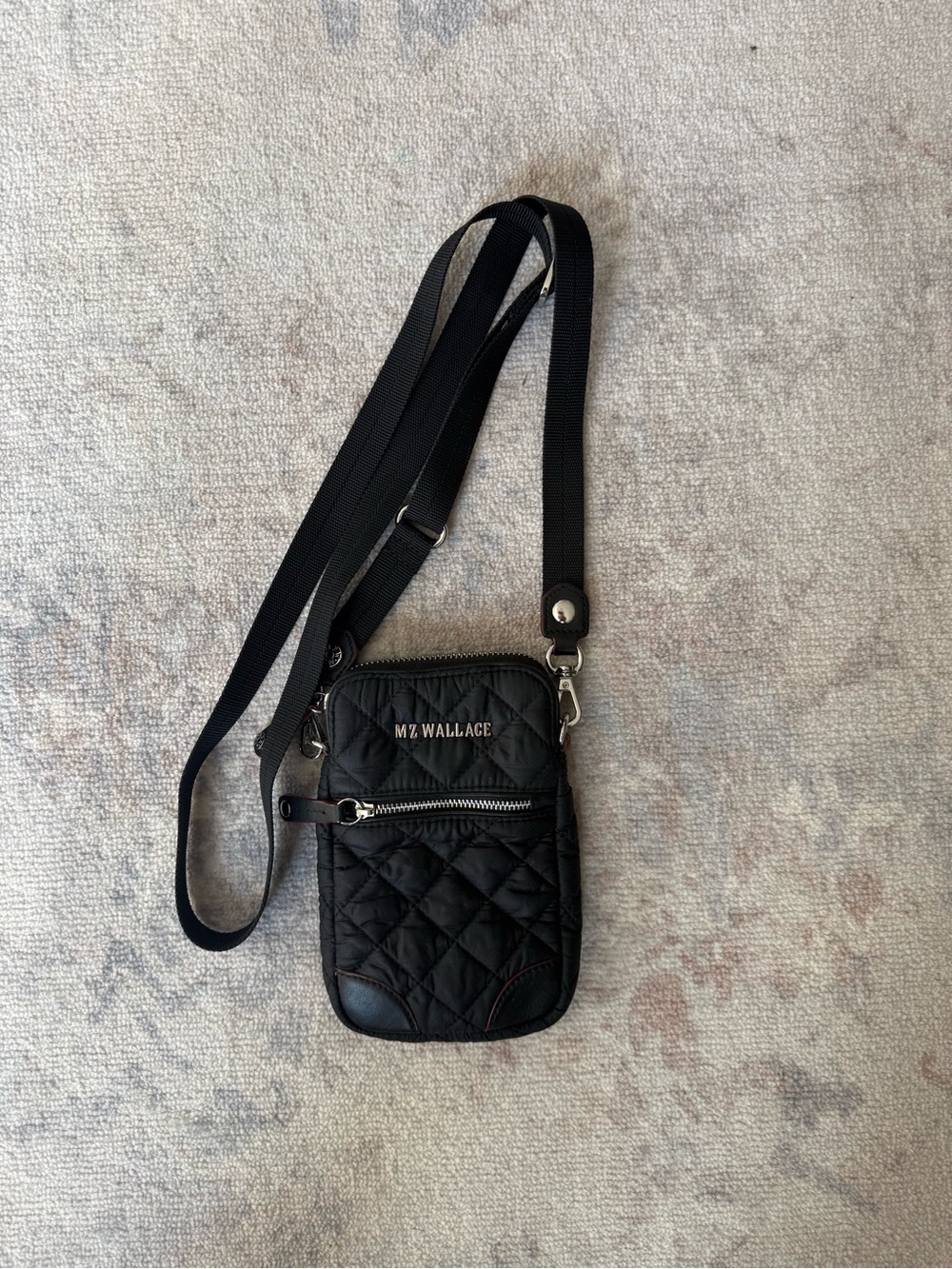 LIKE NEW / NEVER USED MZ Wallace Black Quilted Crossbody Phone Bag